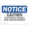 Signmission OSHA Notice Sign, 7" H, Rigid Plastic, Caution Electrical Panels And Transformers Sign, Landscape OS-NS-P-710-L-10477 - alternate 1